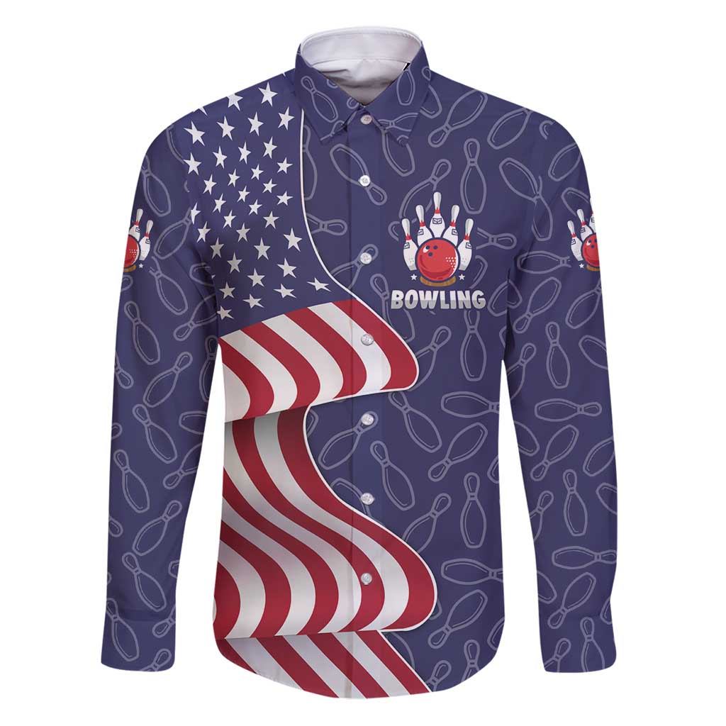 American Flag Bowling Pin Strike Graphic Family Matching Puletasi and Hawaiian Shirt with Custom Name and Pattern Background - Wonder Print Shop