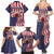 American Flag Bowling Pin Strike Graphic Family Matching Summer Maxi Dress and Hawaiian Shirt with Custom Name and Pattern Background - Wonder Print Shop