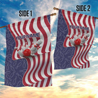 American Flag Bowling Pin Strike Graphic Garden Flag with Custom Name and Pattern Background - Wonder Print Shop