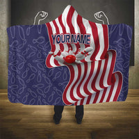 American Flag Bowling Pin Strike Graphic Hooded Blanket with Custom Name and Pattern Background - Wonder Print Shop