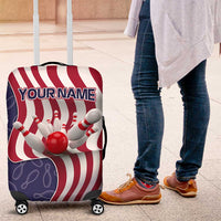 American Flag Bowling Pin Strike Graphic Luggage Cover with Custom Name and Pattern Background - Wonder Print Shop