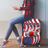 American Flag Bowling Pin Strike Graphic Luggage Cover with Custom Name and Pattern Background - Wonder Print Shop