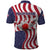 American Flag Bowling Pin Strike Graphic Polo Shirt with Custom Name and Pattern Background - Wonder Print Shop