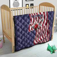 American Flag Bowling Pin Strike Graphic Quilt with Custom Name and Pattern Background - Wonder Print Shop