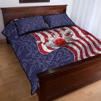 American Flag Bowling Pin Strike Graphic Quilt Bed Set with Custom Name and Pattern Background - Wonder Print Shop