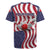 American Flag Bowling Pin Strike Graphic Rugby Jersey with Custom Name and Pattern Background - Wonder Print Shop