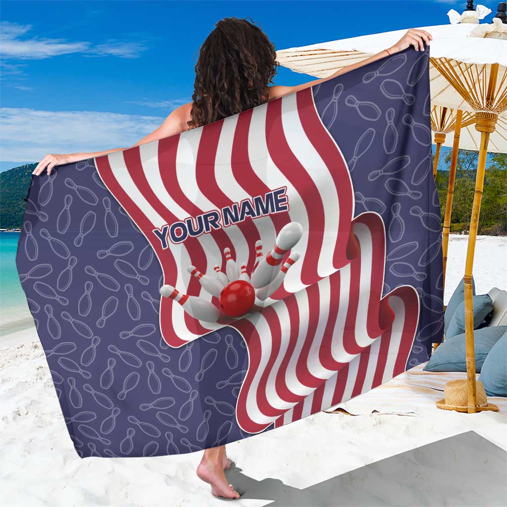 American Flag Bowling Pin Strike Graphic Sarong with Custom Name and Pattern Background - Wonder Print Shop