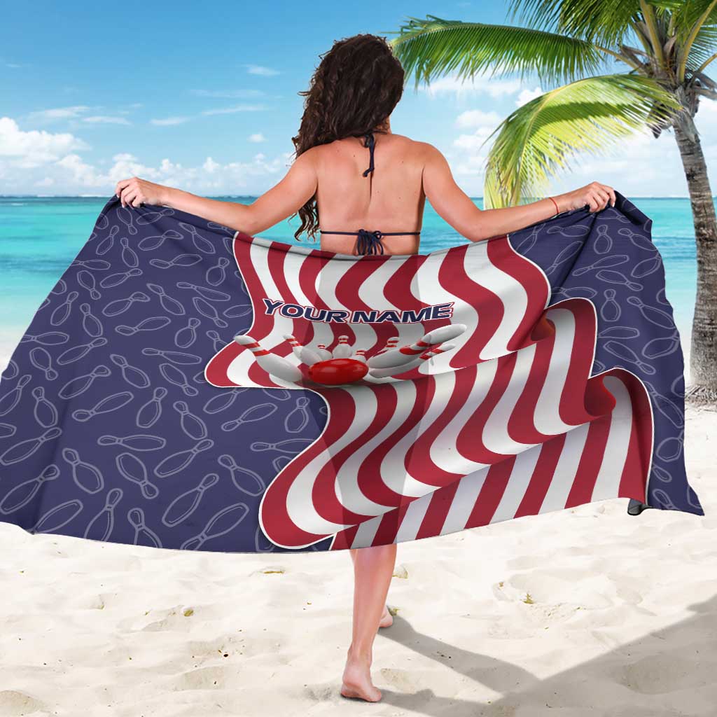 American Flag Bowling Pin Strike Graphic Sarong with Custom Name and Pattern Background - Wonder Print Shop