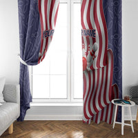 American Flag Bowling Pin Strike Graphic Window Curtain with Custom Name and Pattern Background - Wonder Print Shop