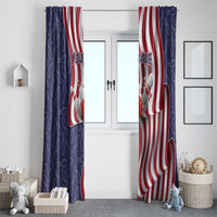 American Flag Bowling Pin Strike Graphic Window Curtain with Custom Name and Pattern Background - Wonder Print Shop