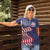 American Flag Bowling Pin Strike Graphic Women Polo Shirt with Custom Name and Pattern Background - Wonder Print Shop