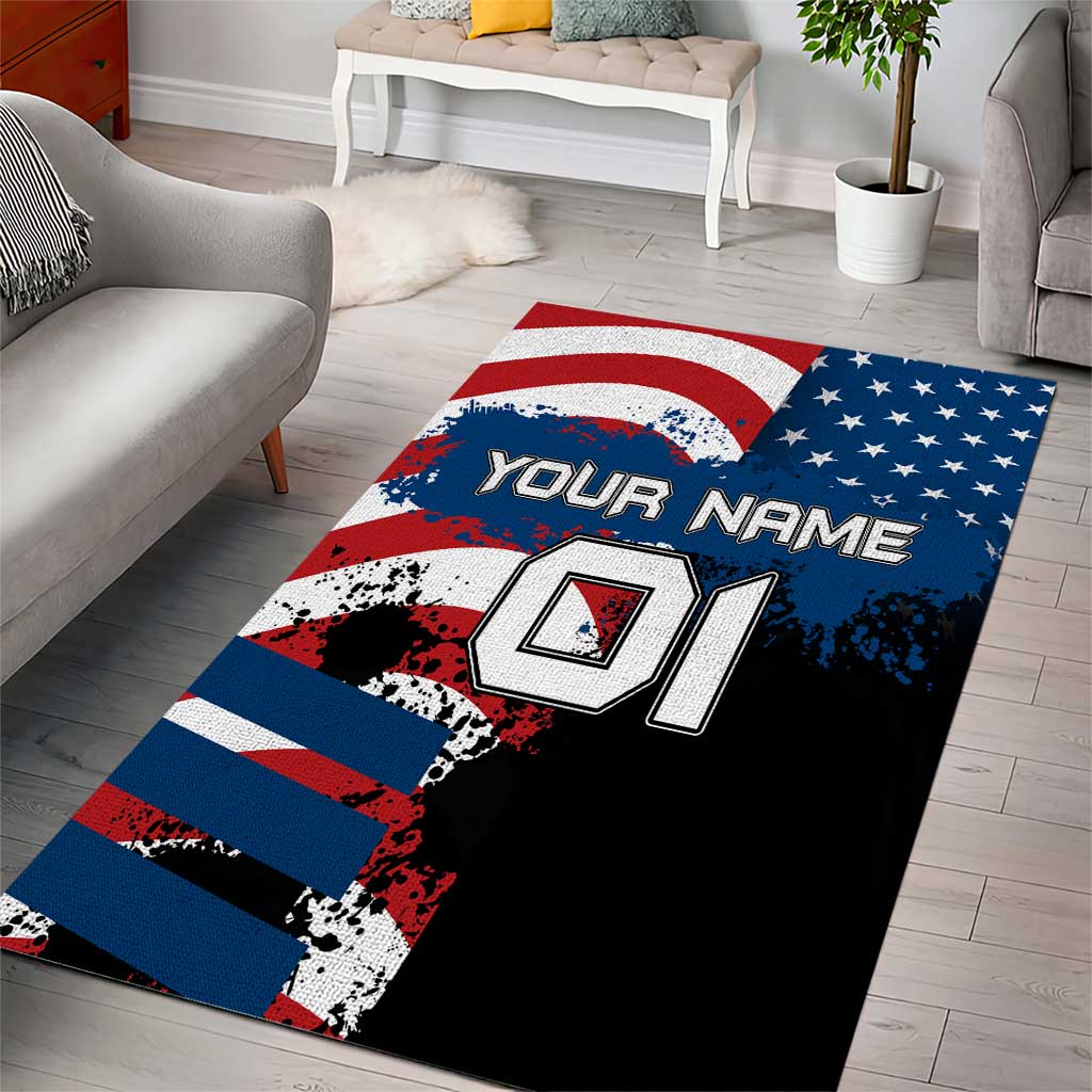 BMX Life Graphic Area Rug with American Flag and Custom Rider Number Design - Wonder Print Shop