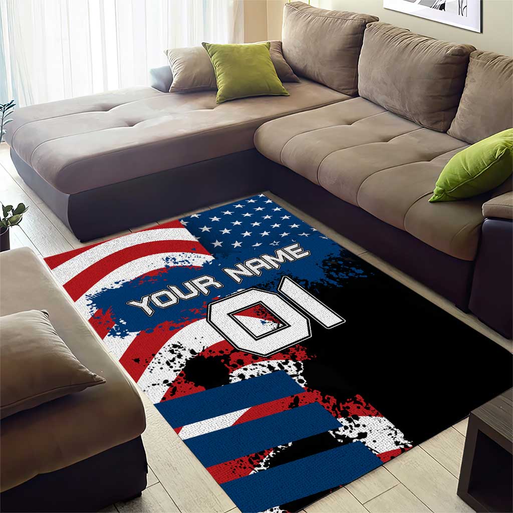 BMX Life Graphic Area Rug with American Flag and Custom Rider Number Design - Wonder Print Shop