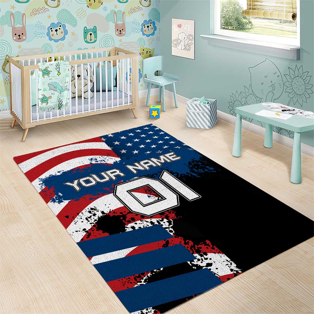 BMX Life Graphic Area Rug with American Flag and Custom Rider Number Design - Wonder Print Shop