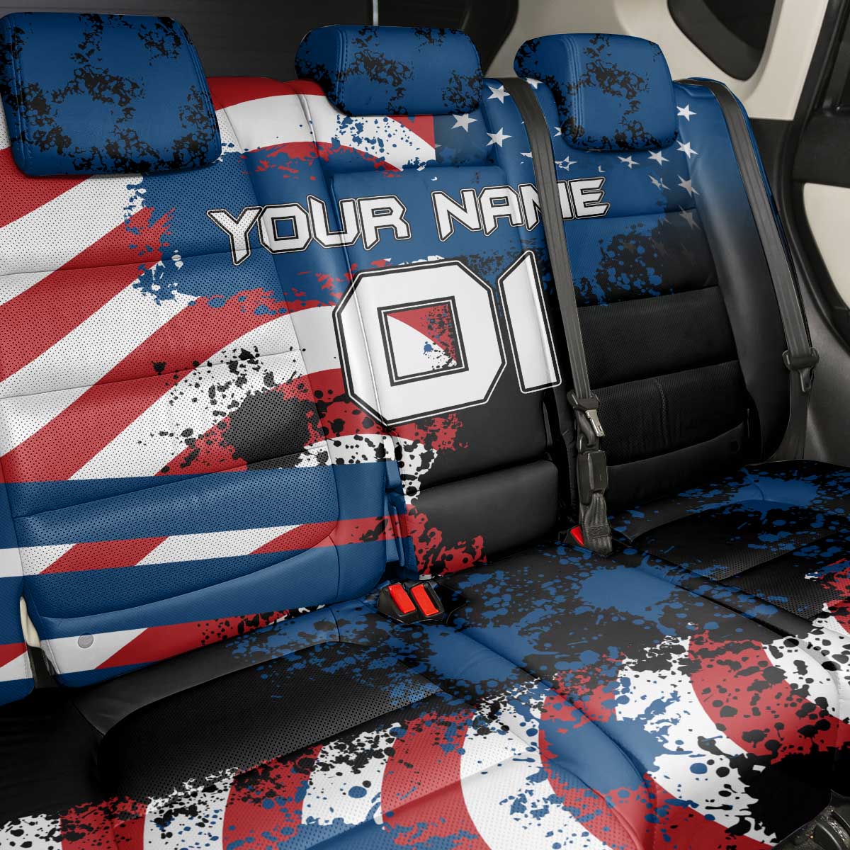 BMX Life Graphic Back Car Seat Cover with American Flag and Custom Rider Number Design - Wonder Print Shop