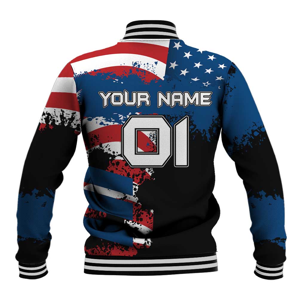 BMX Life Graphic Baseball Jacket with American Flag and Custom Rider Number Design - Wonder Print Shop
