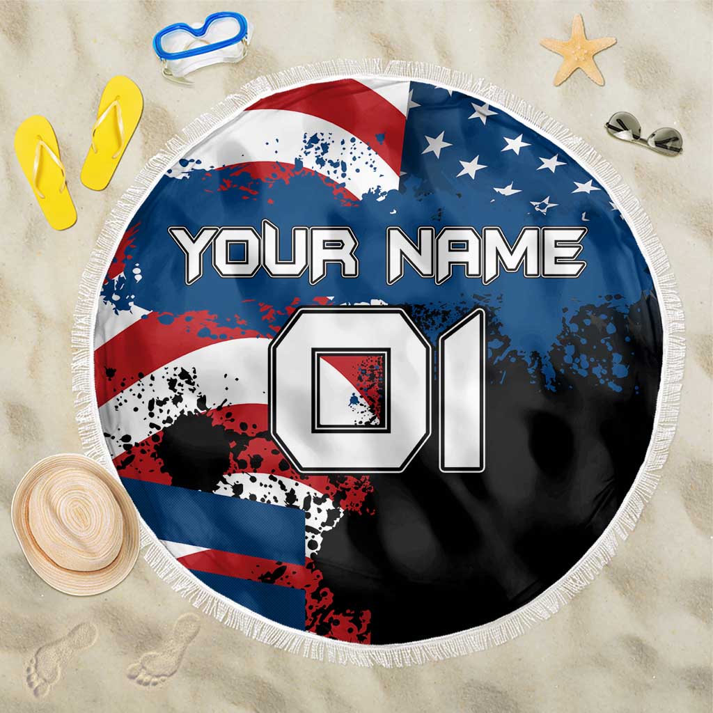BMX Life Graphic Beach Blanket with American Flag and Custom Rider Number Design - Wonder Print Shop