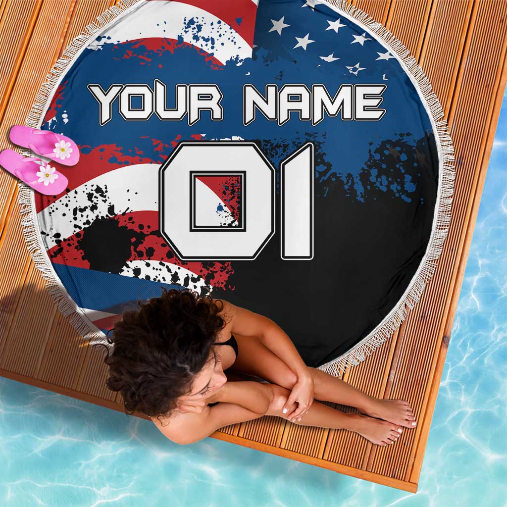 BMX Life Graphic Beach Blanket with American Flag and Custom Rider Number Design - Wonder Print Shop