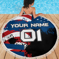 BMX Life Graphic Beach Blanket with American Flag and Custom Rider Number Design - Wonder Print Shop
