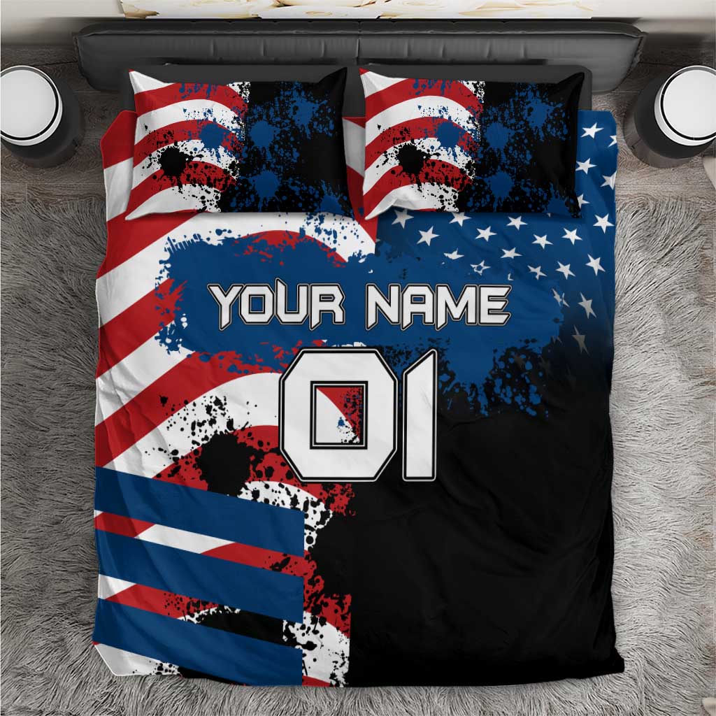 BMX Life Graphic Bedding Set with American Flag and Custom Rider Number Design - Wonder Print Shop