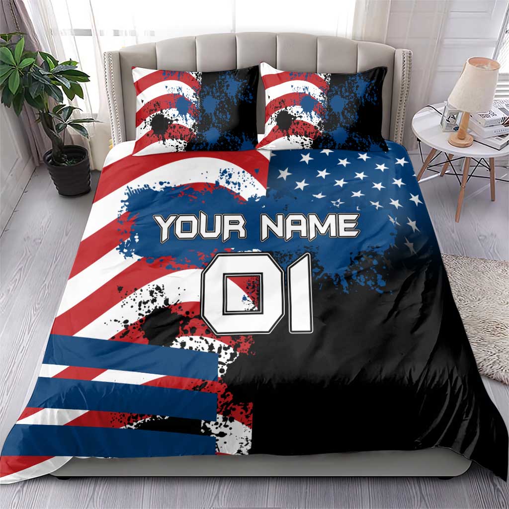 BMX Life Graphic Bedding Set with American Flag and Custom Rider Number Design - Wonder Print Shop