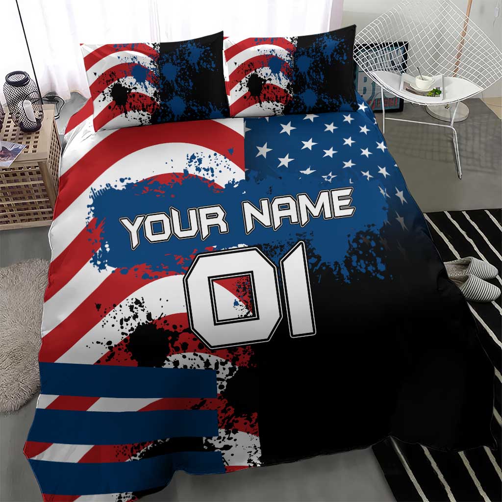 BMX Life Graphic Bedding Set with American Flag and Custom Rider Number Design - Wonder Print Shop