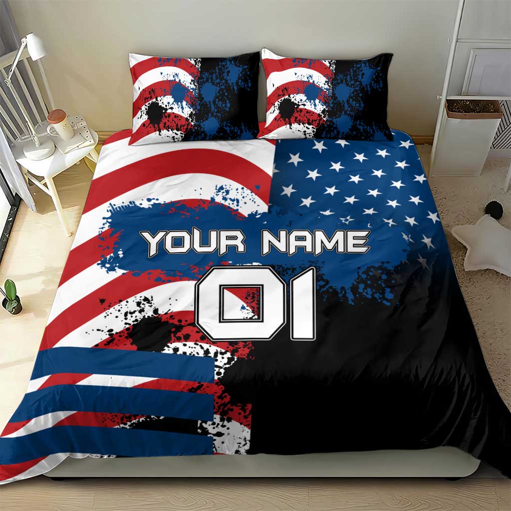 BMX Life Graphic Bedding Set with American Flag and Custom Rider Number Design - Wonder Print Shop