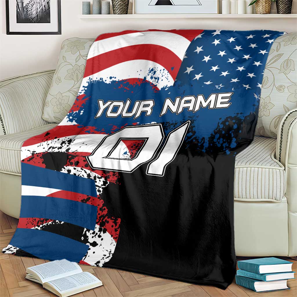 BMX Life Graphic Blanket with American Flag and Custom Rider Number Design - Wonder Print Shop