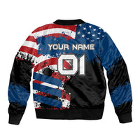 BMX Life Graphic Bomber Jacket with American Flag and Custom Rider Number Design - Wonder Print Shop