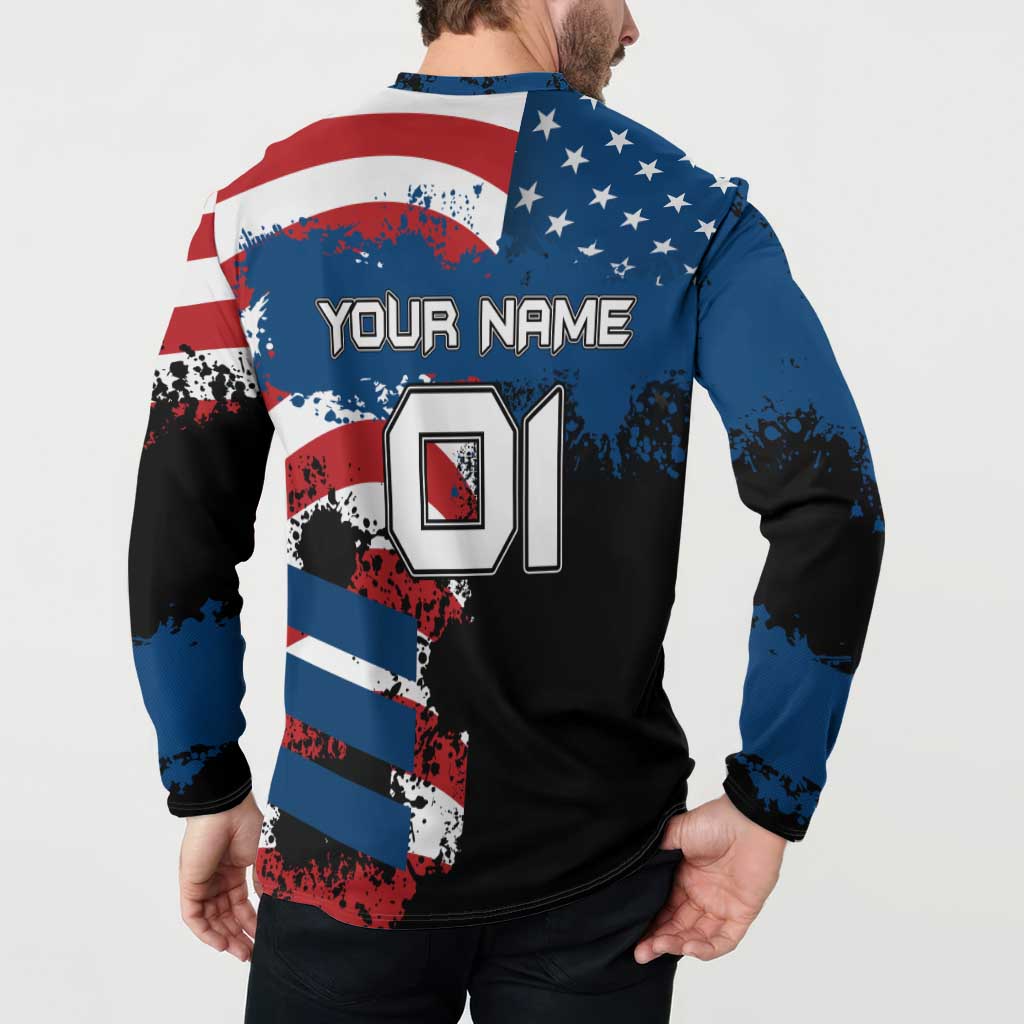 BMX Life Graphic Button Sweatshirt with American Flag and Custom Rider Number Design - Wonder Print Shop