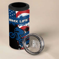 BMX Life Graphic 4 in 1 Can Cooler Tumbler with American Flag and Custom Rider Number Design - Wonder Print Shop