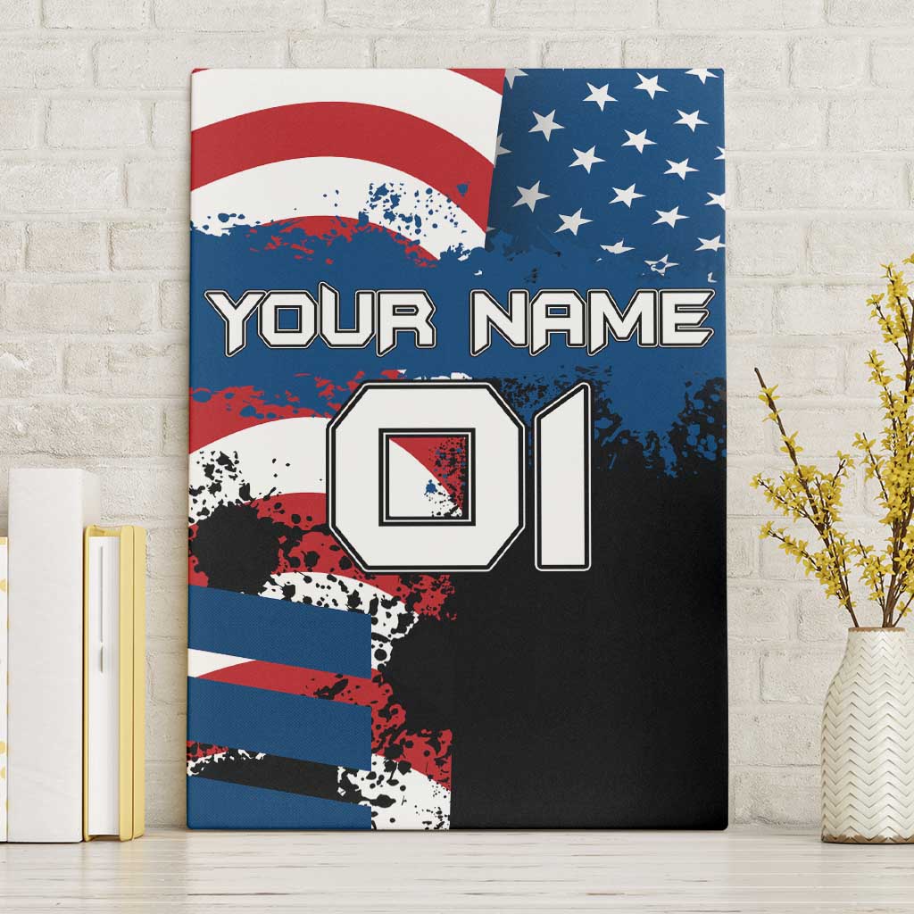 BMX Life Graphic Canvas Wall Art with American Flag and Custom Rider Number Design - Wonder Print Shop