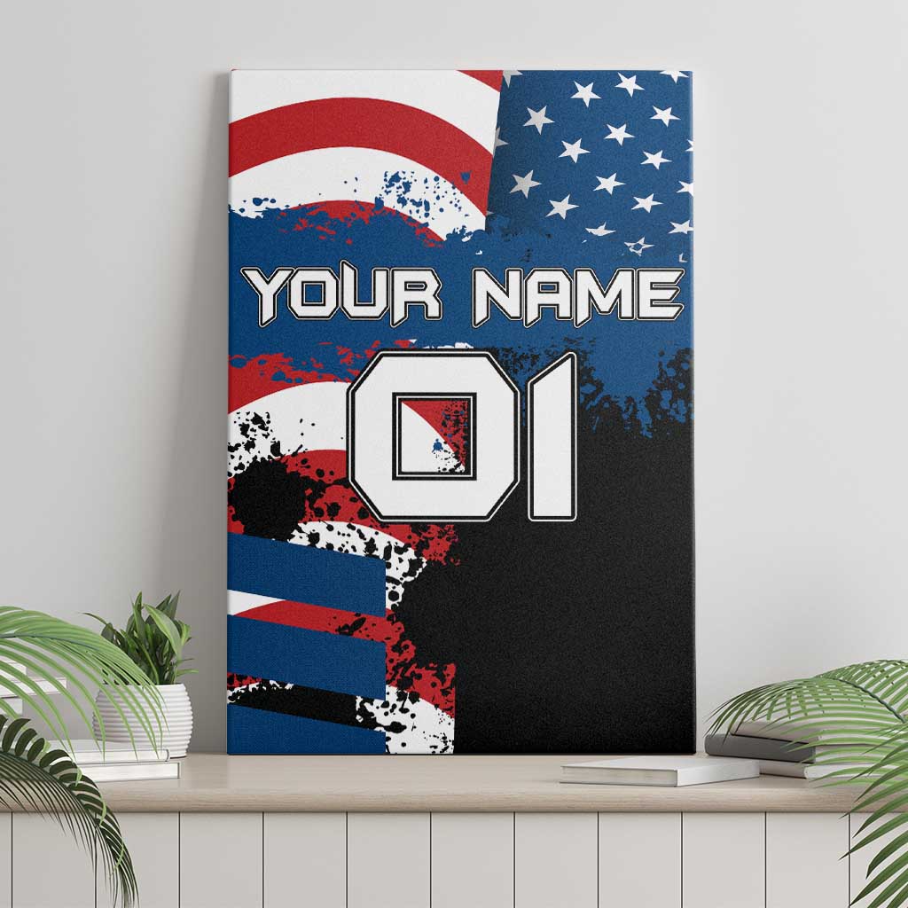 BMX Life Graphic Canvas Wall Art with American Flag and Custom Rider Number Design - Wonder Print Shop