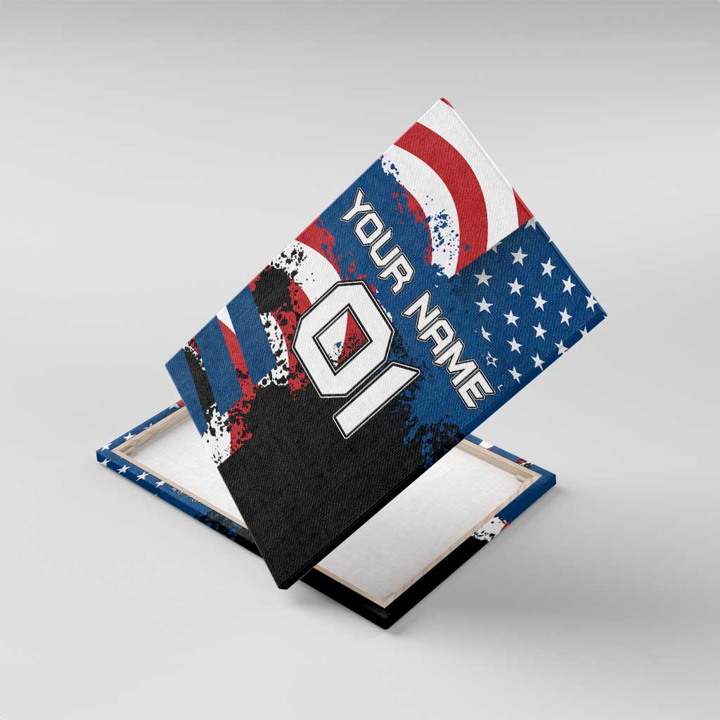 BMX Life Graphic Canvas Wall Art with American Flag and Custom Rider Number Design - Wonder Print Shop