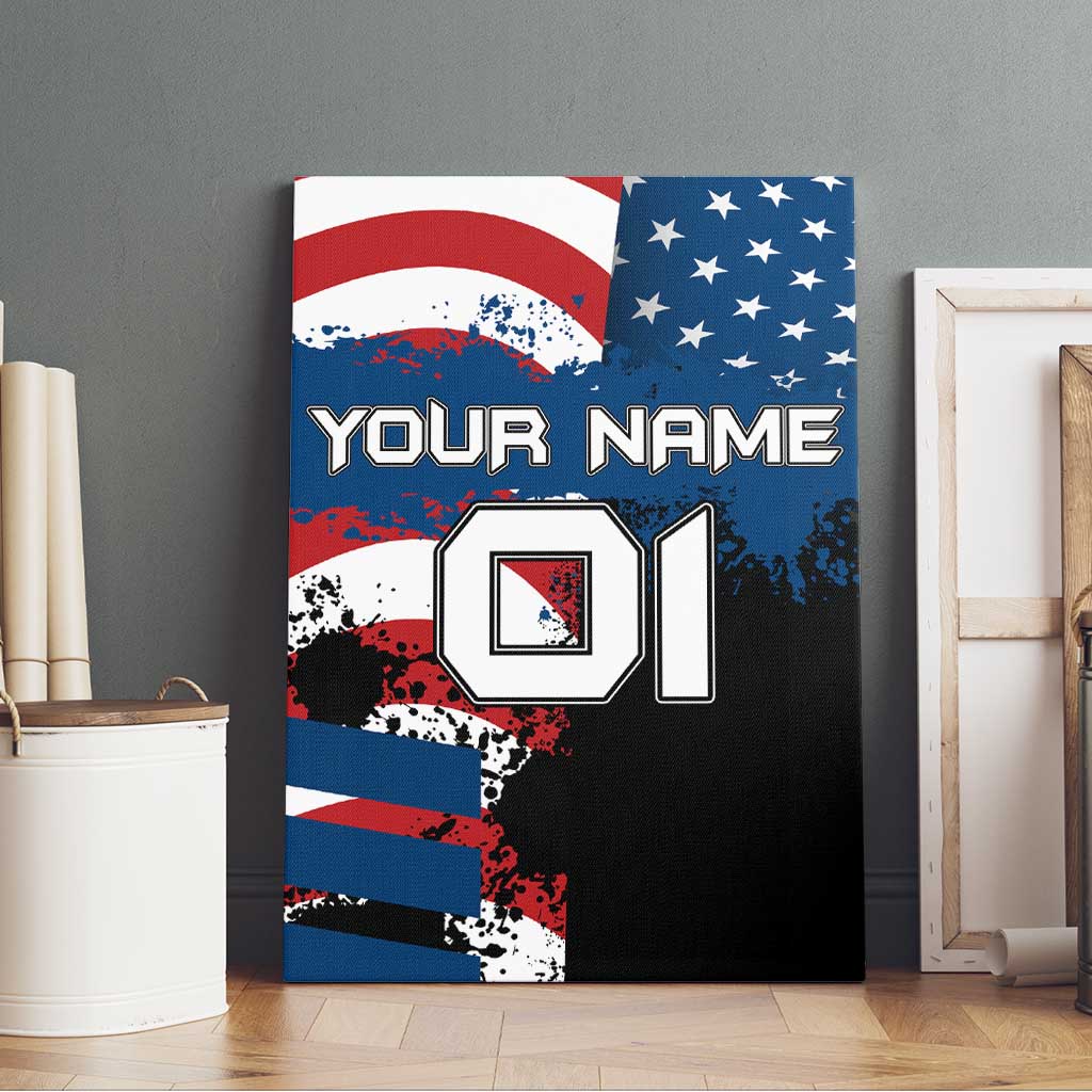 BMX Life Graphic Canvas Wall Art with American Flag and Custom Rider Number Design - Wonder Print Shop