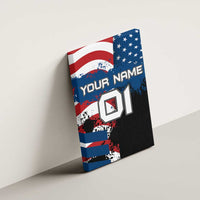 BMX Life Graphic Canvas Wall Art with American Flag and Custom Rider Number Design - Wonder Print Shop