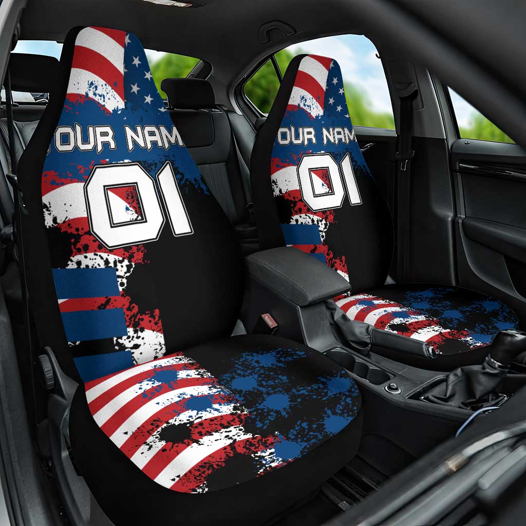BMX Life Graphic Car Seat Cover with American Flag and Custom Rider Number Design - Wonder Print Shop
