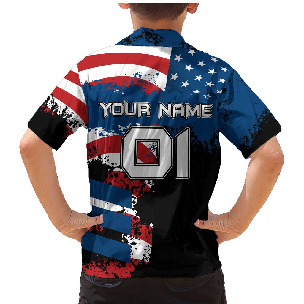 BMX Life Graphic Family Matching Mermaid Dress and Hawaiian Shirt with American Flag and Custom Rider Number Design - Wonder Print Shop