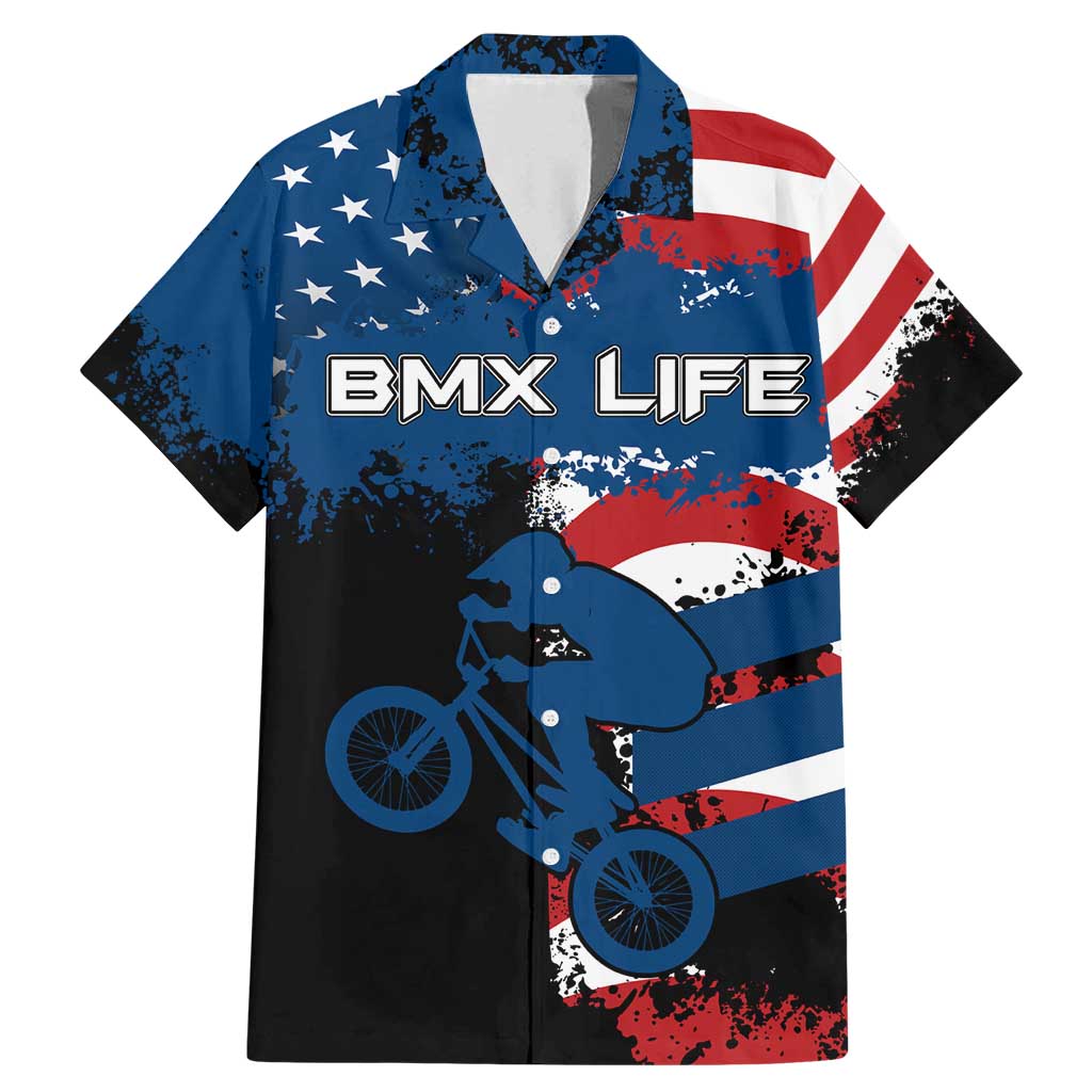 BMX Life Graphic Family Matching Mermaid Dress and Hawaiian Shirt with American Flag and Custom Rider Number Design - Wonder Print Shop