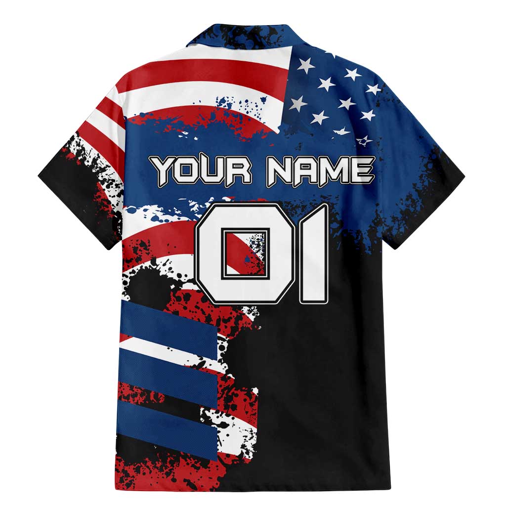 BMX Life Graphic Family Matching Mermaid Dress and Hawaiian Shirt with American Flag and Custom Rider Number Design - Wonder Print Shop