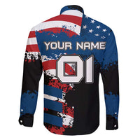 BMX Life Graphic Family Matching Short Sleeve Bodycon Dress and Hawaiian Shirt with American Flag and Custom Rider Number Design - Wonder Print Shop
