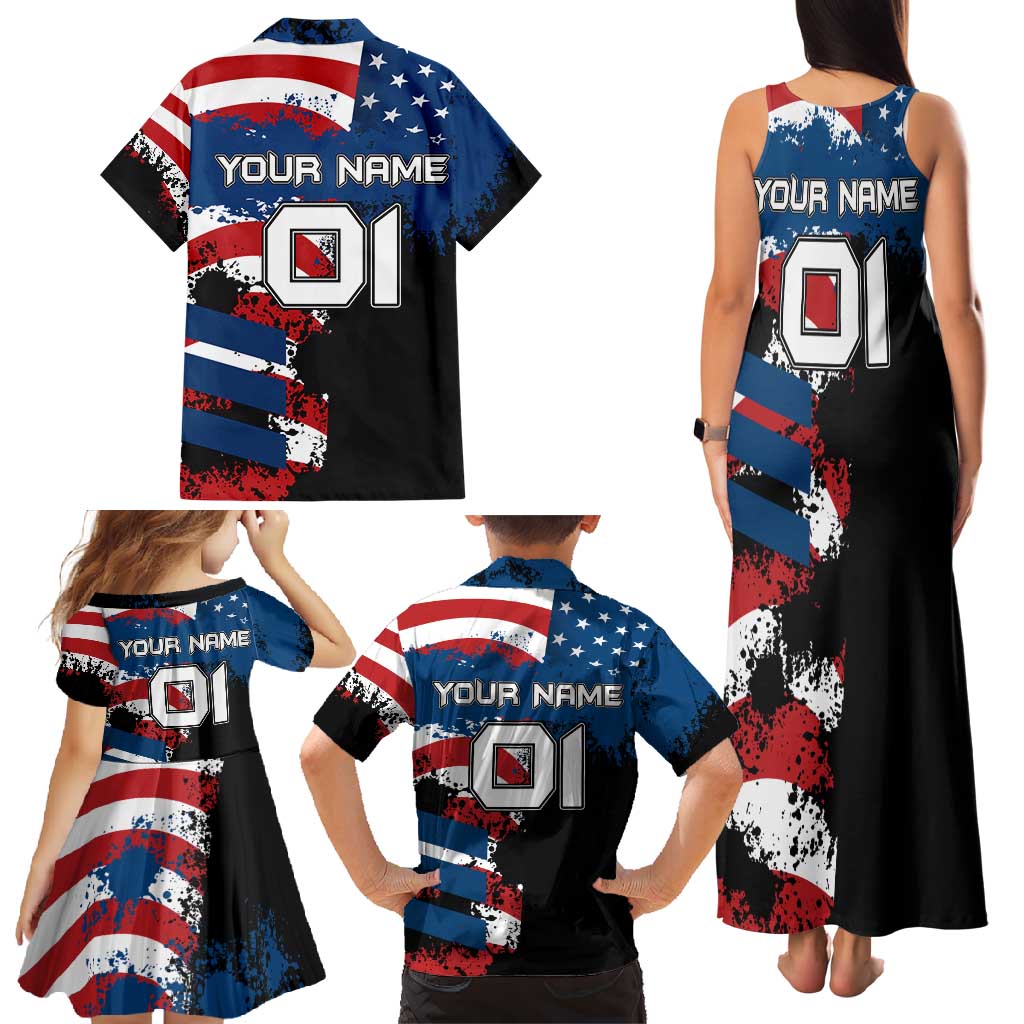 BMX Life Graphic Family Matching Tank Maxi Dress and Hawaiian Shirt with American Flag and Custom Rider Number Design - Wonder Print Shop