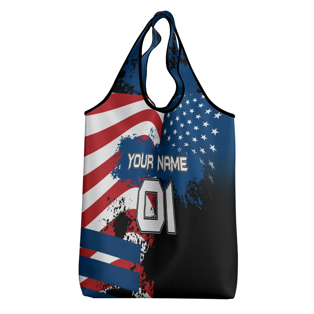 BMX Life Graphic Grocery Bag with American Flag and Custom Rider Number Design - Wonder Print Shop