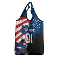 BMX Life Graphic Grocery Bag with American Flag and Custom Rider Number Design - Wonder Print Shop