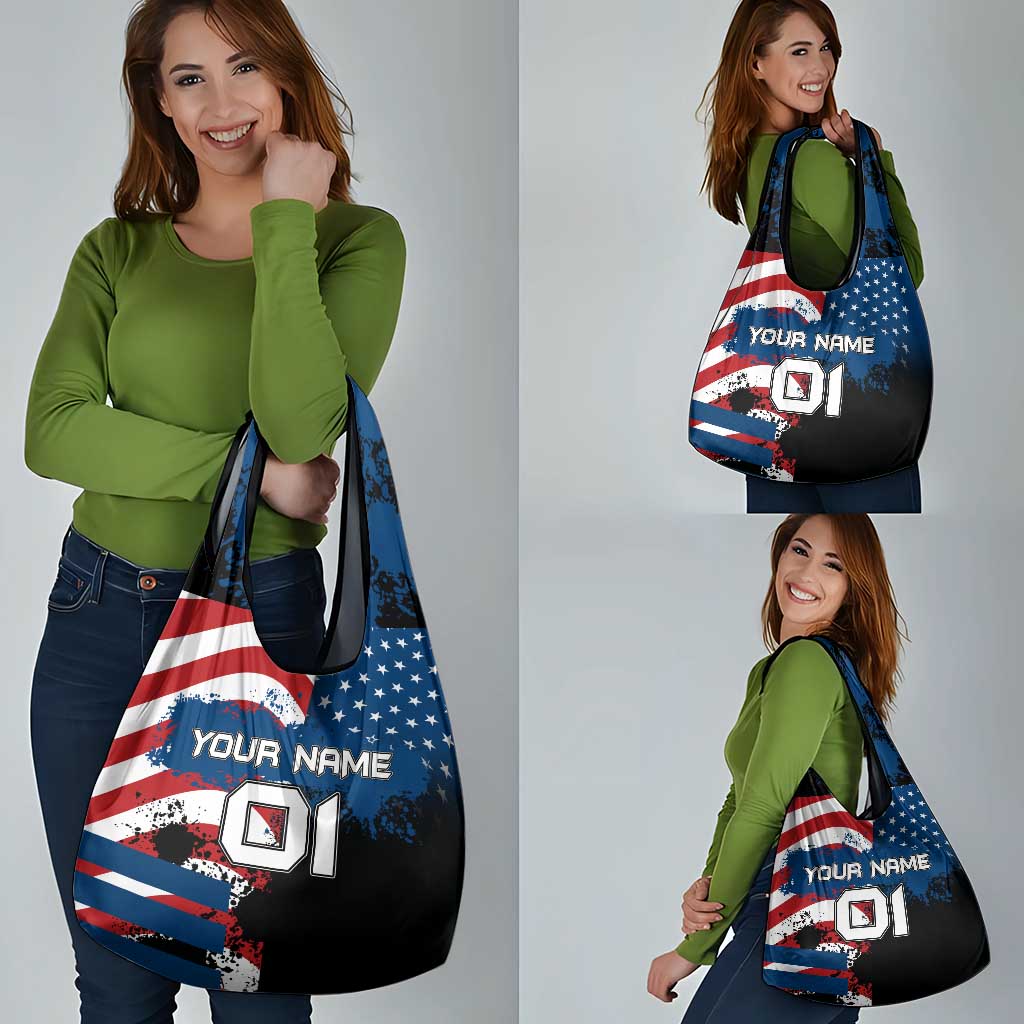 BMX Life Graphic Grocery Bag with American Flag and Custom Rider Number Design - Wonder Print Shop