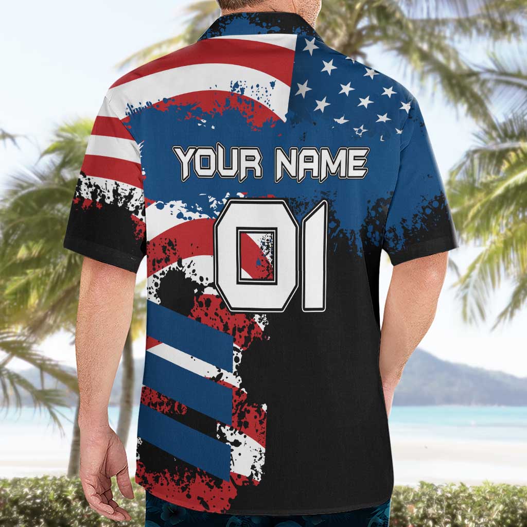 BMX Life Graphic Hawaiian Shirt with American Flag and Custom Rider Number Design - Wonder Print Shop