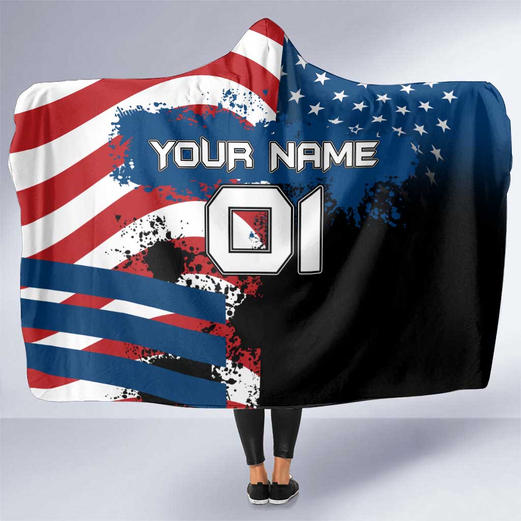 BMX Life Graphic Hooded Blanket with American Flag and Custom Rider Number Design - Wonder Print Shop