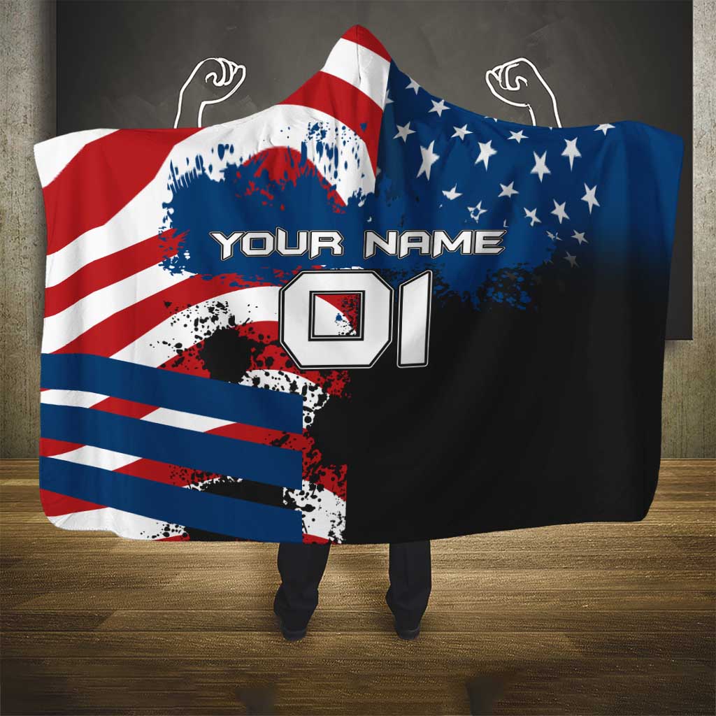 BMX Life Graphic Hooded Blanket with American Flag and Custom Rider Number Design - Wonder Print Shop