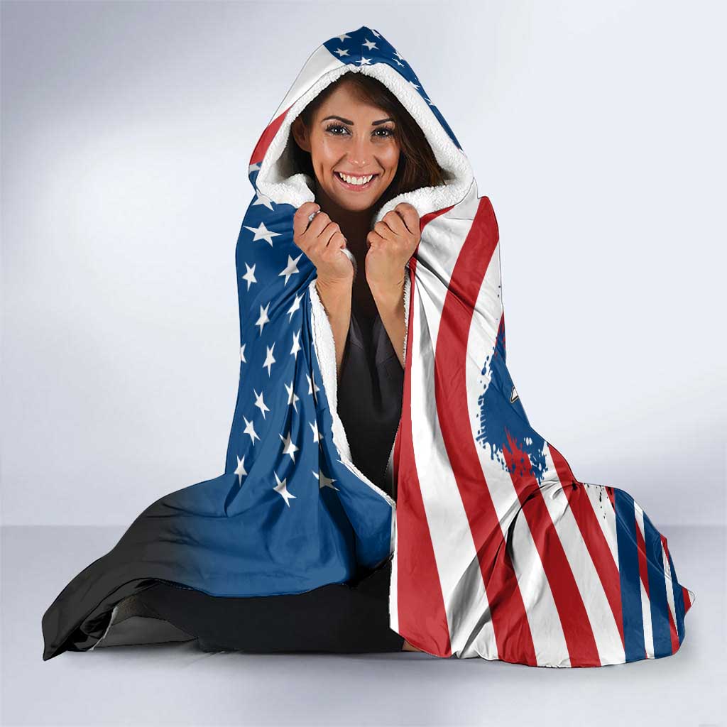 BMX Life Graphic Hooded Blanket with American Flag and Custom Rider Number Design - Wonder Print Shop