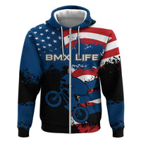 BMX Life Graphic Hoodie with American Flag and Custom Rider Number Design - Wonder Print Shop